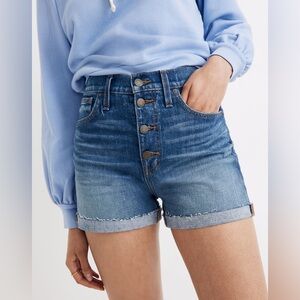 Madewell High-Rise Denim Shorts in Burke Wash Button-Front Edition W36 16/18 $89